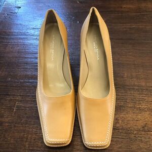 Studio Spiga Women's High Heel Tan Leather Shoes Made in Italy New No Box 7M